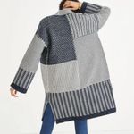 Madewell Merino Wool Collage Patchwork Oversized Cardigan Sweater Navy Large Photo 1