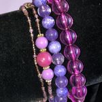 Lot of 4 Purple Pink Beads Beaded Boho Stretchy Bracelets Photo 3