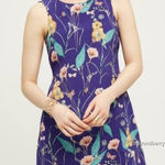 HD in Paris Anthropologie  Blue floral silk dress size 0 Photo 0