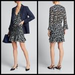 Veronica Beard 💕💕 Sean Ruched Dress ~ Black Floral Print 100% Silk 20 NWT Photo 4