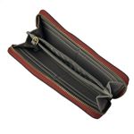 Karl Lagerfeld  Paris Red Saffiano Leather Zip-around Cards Wallet Purse Wristlet Photo 2