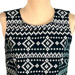 DKNYC Embroidered Geometric Print Dress Size 4 Black White Linen Blend Sheath Photo 2