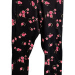 PINK - Victoria's Secret PINK Ultimate Black Pink Floral Print Leggings Size Small Pockets Photo 0