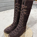 Timberland  Y2K Moorland Hollace Tall Brown Suede Lace-Up Boots Sherpa Lined 7.5M Photo 0