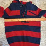 Ralph Lauren 100% Cotton Hooded Sweater, 3/4 Sleeves, Red/Blue, Size Medium Photo 8
