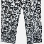 PINK - Victoria's Secret PINK Victoria’s Secret 100% Cotton Gray Black Logo Wide Leg Pajama Pants Photo 4