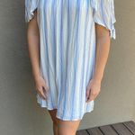 One Clothing Boutique Purchased  Brand Off Shoulder Striped Swing Dress - size L Photo 2
