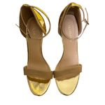 Liliana Women’s Ankle Strap Heels Size 8.5 4.5” Heel Gold Metal Details Photo 1
