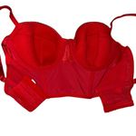 Auden Women's Red Satin Corset Crop Top Size S Photo 2