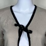 Laura Scott  Open Front-Tie Cardigan in Ecru & Black Photo 1