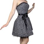 Jessica McClintock  Strapless Floral Print Drop Waist Semi Formal Dress Black Photo 1