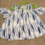 Lush Clothing Lush Artistic Blue and White Blouse Photo 3