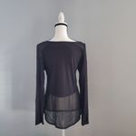 Converse Women's Black Long Sleeve Sheer Panel Scoop Neck Shirt Size M Photo 1