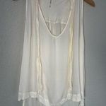 Free People  Cream Rayon Sleeveless Top Neck Tie Ivory Relaxed Long Boho Sheer Photo 0