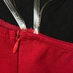 Oboe Small Red Backless Knee Length Bodycon Keyhole Neck Rhinestone Halter Dress Photo 4