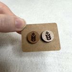 3 Pack Wooden Engraved Stud Earrings Brown Photo 1