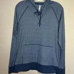 Kuhl Stria Outdoor Thermal Blue Striped Hoodie Long Sleeve Kangaroo Pocket Top Photo 0