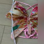 Womens Sparkly Sequin Butterfly Crop Top Sparkly Glitter Bandage Rave Costume S Pink Photo 3