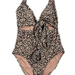 Aerie  Wrap Full Coverage One Piece Swimsuit Medium Long Women’s Leopard 2369 Photo 0