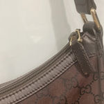 Gucci Canvas Brown Nylon Logo Print Leather Hobo Shoulder Tote Bag Purse Photo 4