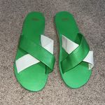 Frances Valentine Criss Cross Cloud Slide Sandals Green Cream 11 Photo 1