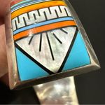 Vintage Native American Southwestern Sterling Multi Stone Inlay Cuff Bracelet Silver Photo 12
