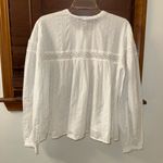 Free People NWT $98 White Ella Dot Peasant-Style Button Up Eyelet Blouse XS Photo 3