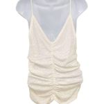 Free People  Lace Ruched Love Her Tank Top Cami Ivory White Gardenia Photo 5