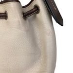 Dooney & Bourke Vintage  Leather Drawstring Bucket Bag in Bone color Brown Trim a Photo 13