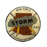 Vintage 1993 ASA Girls Fastpitch Softball Pin label tie hat STORM Phoenix AZ Photo 0