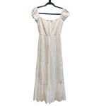 ZARA  White Eyelet Smocked Bodice Maxi Dress Puff Sleeve Square Neck Photo 4