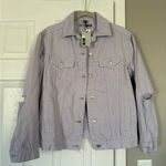 Topshop Moto Light Lilac Ripped Elbow Denim Jacket Photo 3
