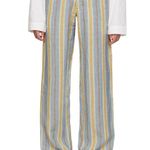 Nicholas Daley Linen Striped Trousers in Blue/Mustard, Size 34 NEW w/Tag $650 Blue Photo 1