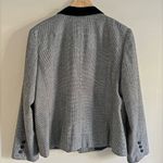 Vintage Houndstooth Blazer Velvet Collar Career Jacket Size 38 Modern Large Black Photo 10
