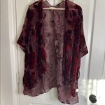 Woven Heart Velvet burnout sheer floral rose cape kimono dark floral Photo 1