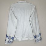 Denim & Co Vintage Embroidered Stretch Long Sleeves Jean Jacket White Size L Photo 8