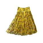 Ralph Lauren Lauren Tiered Floral Maxi Skirt Women L Yellow Cottage Boho Fairy Photo 3