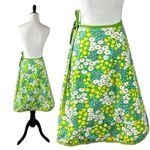 Vintage 70s Handmade Groovy Floral Reversible Wrap Skirt XS Small Flower Child Green Photo 1