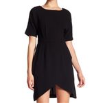 Bobeau  Women’s Black Stretch Crepe Pleated Bodice Faux Wrap Dress Size XL‎ Photo 2