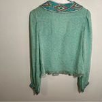 Nikka Silk Peplum Blouse Peacock Beaded Teal Green M Blue Size M Photo 5