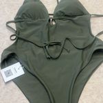 Cupshe v neck strappy backless swimming suit one piece NWT size Large olive Photo 6
