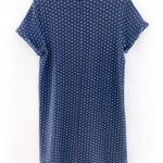 Everly  Women's Navy Blue Textured Shift Dress Medium Rolled Sleeve Shirt Dots Photo 2