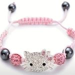 Hello Kitty Sanrio  Polymer Clay Rhinestone Ball Woven Bracelet Photo 0