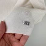 Calvin Klein  Square Neck Knit Tank Top Cream Women's Size Large Rayon Logo Photo 4