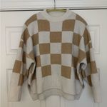 Women’s Moon & Madison Sweater Size M Gently Worn Tan & White Check Pattern Size M Photo 0
