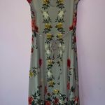 Lola P M Dress Midi Gray Boho Floral Handkerchief Crochet V Neck Size M Photo 3