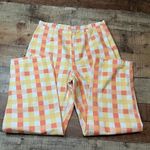 Free People  Women's 100% Cotton She's All That Plaid Crop High Waist Pants Sz 8 Photo 2