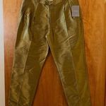 Anthropologie  Harlyn Dress Pants Cropped Silk Trouser Mustard Gold Metallic 10 Photo 0