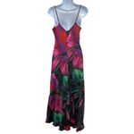Farm Rio Midnight Leaves Tank Midi Dress Green Pink Tropical Cut Out Tie Waist M Photo 11