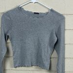 Brandy Melville Wynn long sleeve top in heather gray lettuce trim hem one size Photo 7